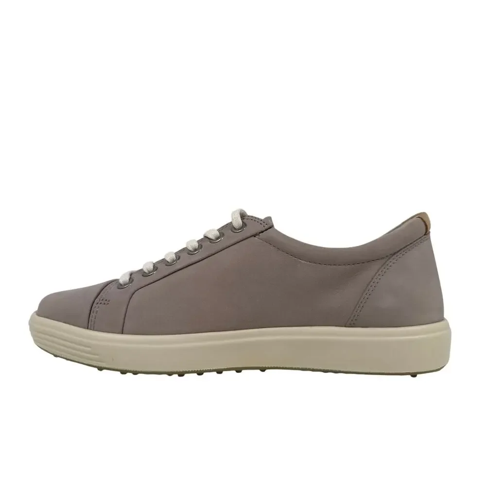 Ecco Soft 7 Casual Sneaker Womens‎ 7 7.5 EU 38 Nubuck Leather Grey Rose Flat